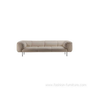 Solid Wood 3-Seater Couch Polyester Foam Sofa